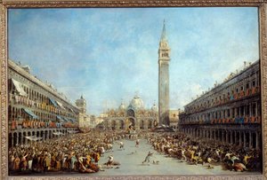 Il doge di Venezia Alvise IV portato dai gondolieri dopo la sua elezione in Piazza San Marco nel 1763 da Francesco Guardi