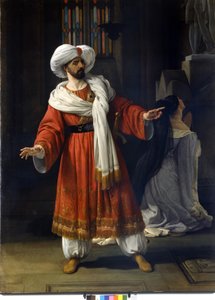 Giovanni David (Davide) tenore italiano in "Gli arabi nelle Gallie" di Giovanni Pacini (1796 - 1867). Dipinto di Hayez da Francesco Hayez