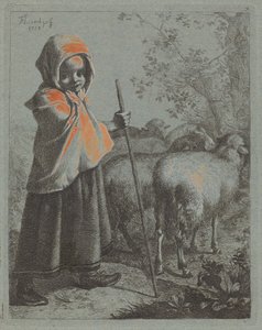 Bambina Pastorella con Gregge da Francesco Londonio