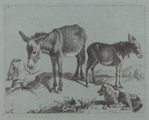 Asina con il suo Puledro, un Cane e un Contadino, 1762-1763 da Francesco Londonio