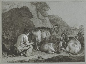 Pastorella con gregge di capre da Francesco Londonio