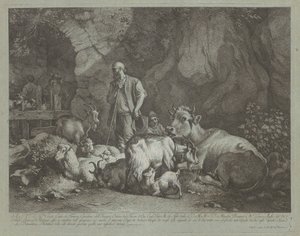 Vecchio Pastore Calvo, Pastorello Seduto e Gregge, dopo il 1766 da Francesco Londonio