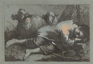 Ragazzo contadino addormentato vicino a due pecore, 1758-1759 da Francesco Londonio