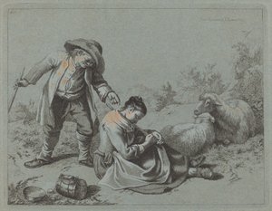Contadino che prende in giro una ragazza addormentata con un ramoscello, 1763