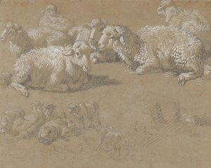 Pecora sdraiata in un paesaggio, 1759-82 da Francesco Londonio