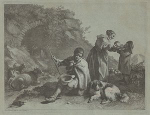 Pastore seduto e donna che dà da bere a un bambino, 1759-1782 da Francesco Londonio