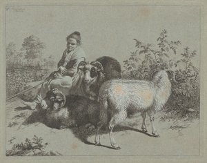Pastorella Seduta con Tre Arieti, 1762 da Francesco Londonio