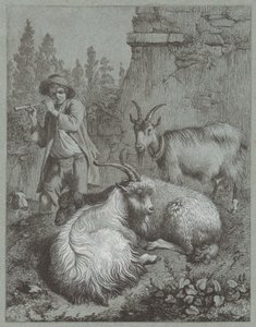 Pastore che suona un flauto con capre, 1764
