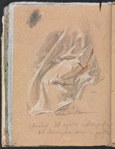 Verona Sketchbook: Studio di drappeggio con piede e iscrizione (pagina 88) da Francesco Lorenzi