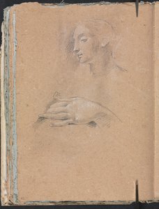 Verona Sketchbook: Testa femminile e mano sinistra (pagina 42) da Francesco Lorenzi