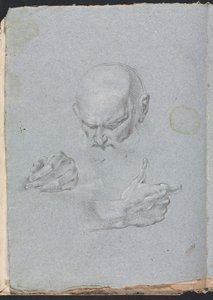 Verona Sketchbook: Testa di un uomo con mani (pagina 8) da Francesco Lorenzi