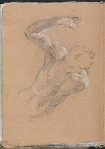 Verona Sketchbook: Nudo maschile con braccio destro alzato (pagina 32), 1760 da Francesco Lorenzi