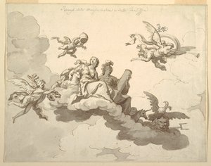 Disegno per un soffitto dipinto: Trionfo della mitezza e della forza da Francesco Manno