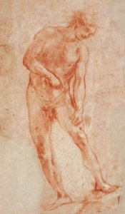 Studio per un nudo maschile, piegato verso destra