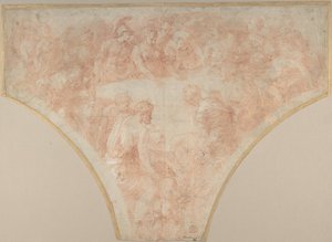 Mela della discordia lanciata da Eris al matrimonio di Peleo e Teti (studio per affresco) da Francesco Primaticcio