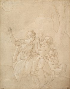 Figura Femminile Classica Diana o Venere con Due Bambini, ca. 1539-42 da Francesco Primaticcio