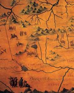 Dettaglio del percorso di Marco Polo attraverso i deserti orientali, mappa del Tartaro da Francesco and Ramusio Giovan Battista Grisellini