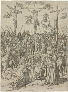 La Crocifissione con i Due Ladroni, tavola dieci dalla Vita della Vergine e di Cristo da Francesco Rosselli