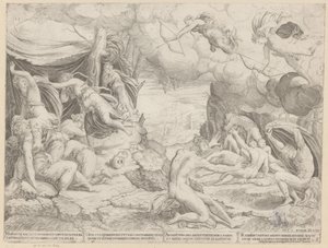 Apollo e Diana uccidono i figli di Niobe da Francesco Salviati