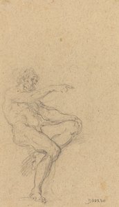Un uomo nudo seduto che punta a destra da Francesco Solimena