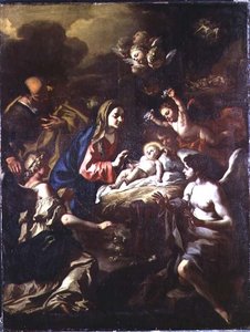 Natività con angeli adoranti e annunciazione ai pastori da Francesco Solimena