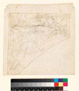 Recto: Studio per una figura femminile in uno spandrel. Verso: Disegno sul retro del foglio, prima del 1747 da Francesco Solimena