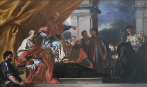 San Willibald chiede la benedizione di Papa Gregorio III prima di evangelizzare i Sassoni da Francesco Solimena