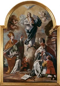 La colomba dello Spirito Santo appare sopra la Vergine con i santi da Francesco Solimena