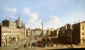 Piazza Navona, Roma, con una performance della Commedia dell