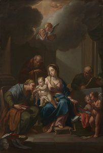 Schizzo di presentazione per "La Sacra Famiglia con i santi Anna, Gioacchino e Giovanni Battista" (per Santa Maria in Via Lata, Roma) da Francesco Trevisani