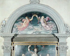 SS. Benedetto, Domenico e Sebastiano (dettaglio della lunetta)