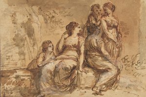 Cinque giovani donne in un paesaggio da Francesco Zuccarelli