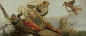 Rinaldo dormiente incoronato di fiori da Armida