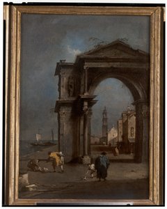 Capriccio con un arco di trionfo e sfondo urbano da Francesco and/or Gian Antonio (1699 1761) Guardi