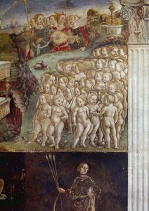 Allegoria del mese di maggio, dettaglio del trionfo di Apollo, bambini nudi e nove muse, dettaglio dell