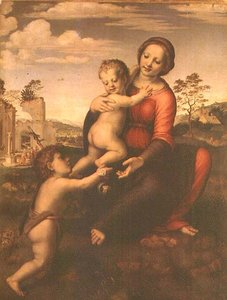 Madonna del Pozzo o Madonna e Bambino con il giovane San Giovanni Battista da Francesco di Cristofano Franciabigio