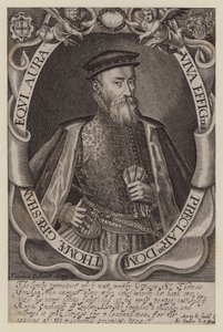 Sir Thomas Gresham, mercante e finanziere inglese, fondatore della Royal Exchange (incisione) da Francis (after) Delaram
