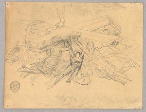 Schizzo di figure che portano una croce da Francis Augustus Lathrop