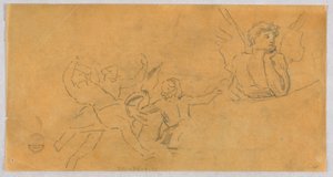 Schizzo di un angelo e putti da Francis Augustus Lathrop