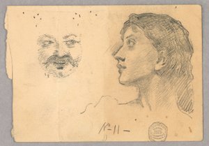 Testa di donna e un volto da Francis Augustus Lathrop