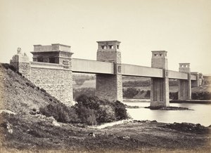 Bangor, il ponte Britannia, da Anglesey (258) da Francis Bedford