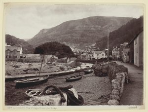 Lynmouth, Il villaggio dal molo, 1860-94 da Francis Bedford