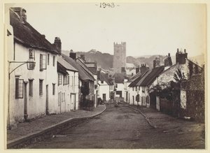 Senza Titolo [cottage con tetto di paglia e chiesa], 1860-94 da Francis Bedford