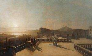 Figure su una terrazza al chiaro di luna