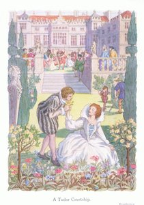 Un corteggiamento Tudor (litografia a colori) da Francis Donkin Bedford