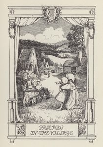 Un altro libro di versi per bambini: Amici nel villaggio (litografia) da Francis Donkin Bedford