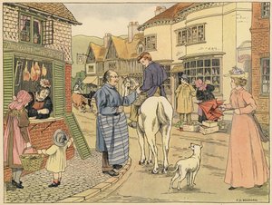 Libro dei negozi di Bedford: Macelleria (litografia a colori) da Francis Donkin Bedford