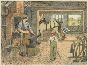 Fabbro (litografia a colori) da Francis Donkin Bedford