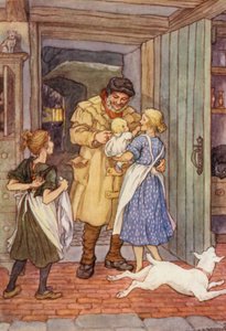 Illustrazione per Il grillo del focolare di Charles Dickens (litografia a colori) da Francis Donkin Bedford