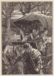 Illustrazione per Il grillo del focolare di Charles Dickens (litografia a colori) da Francis Donkin Bedford